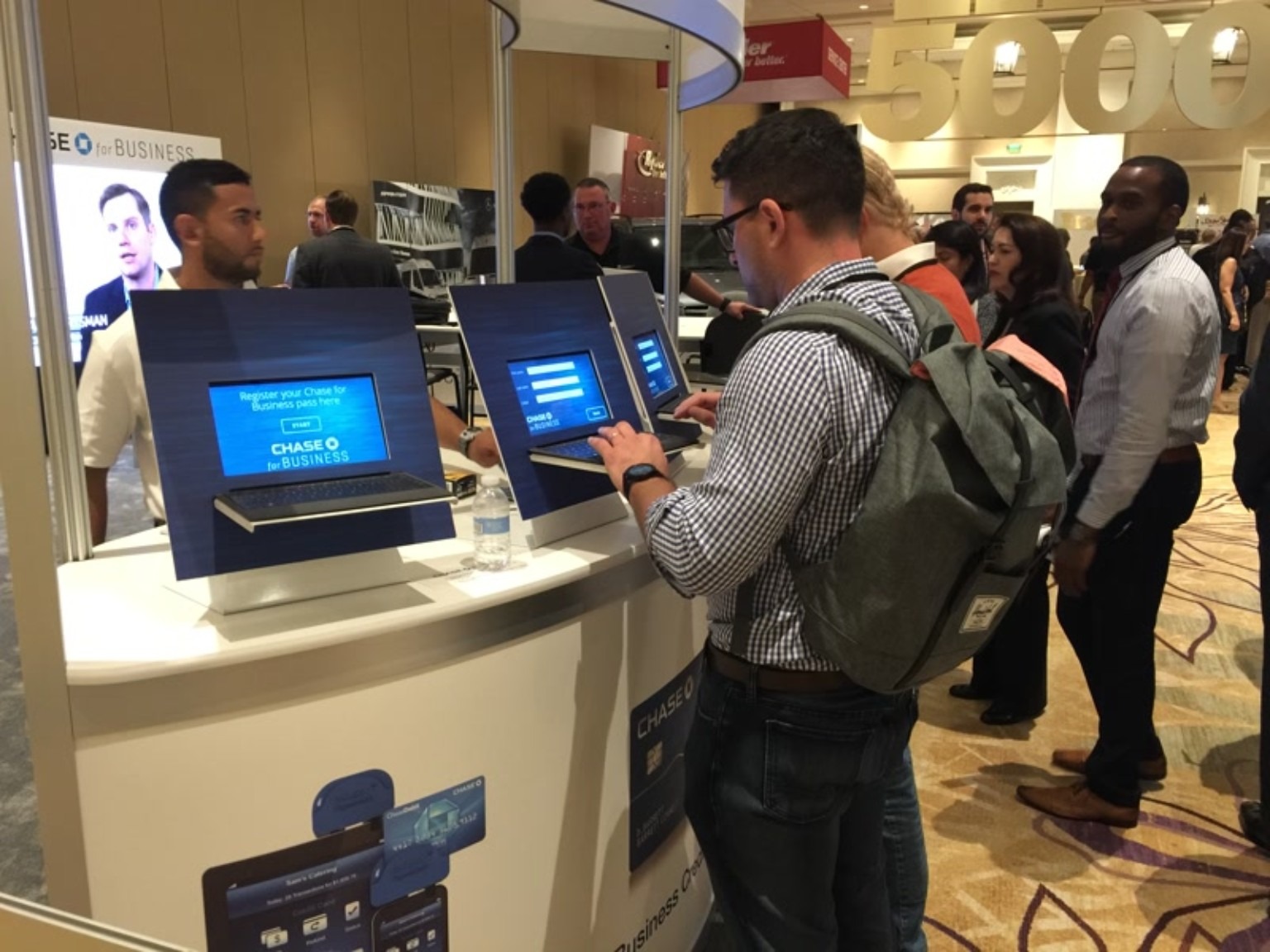 Chase Bank registration and lead generation kiosks at a live event